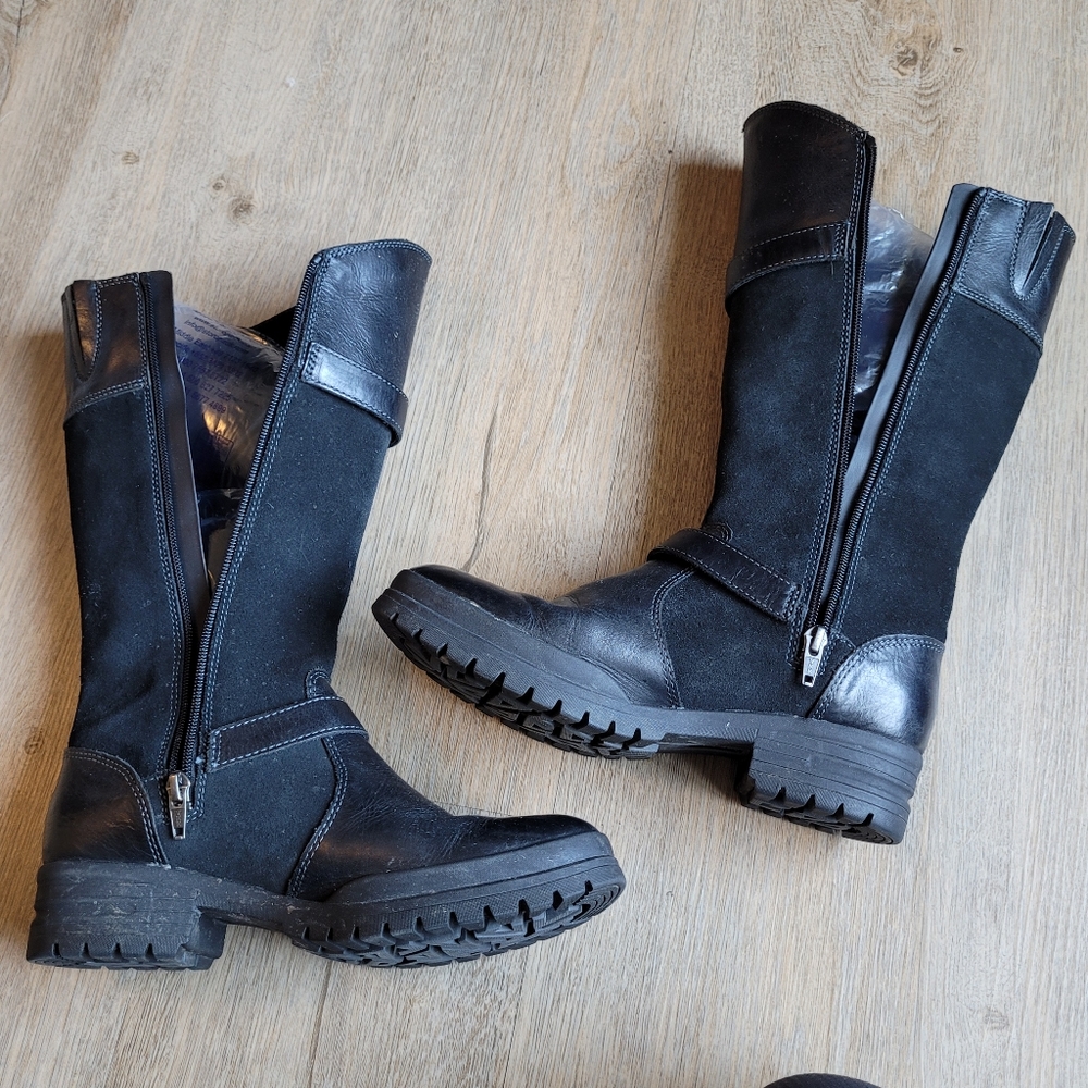 Merrell Black Leather & Suede Mid-Calf Winter Boots - Picture 5 of 11